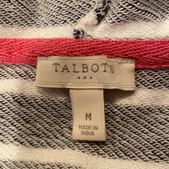 Medium Talbots gray hoodie stripe bathing suit coverup - 100% cotton - Picture 3 of 4